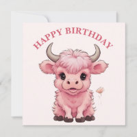 Fluffy Pink Highlands Scottish Cow