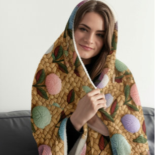 Fluffy Pom-Pom Flowers with a Touch of Whimsy Sherpa Blanket