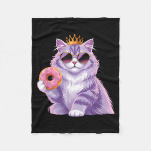 Fluffy princess cat doughnut sunglasses funny cute fleece blanket