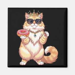Fluffy princess cat doughnut sunglasses funny cute magnet