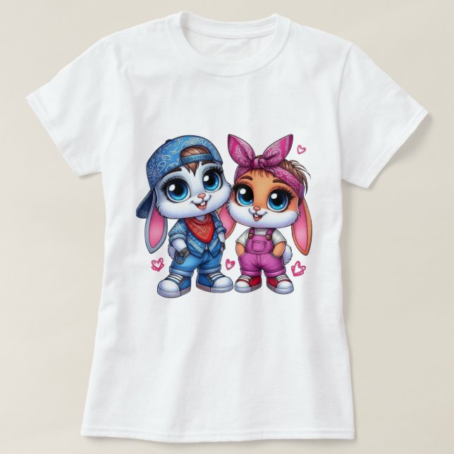 👕🐰Fluffy & Puffy Rabbit Women’s Basic  T-Shirt (Design Front)
