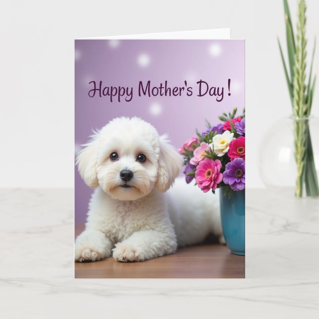 Fluffy Pup Mothers Day Card (Front)