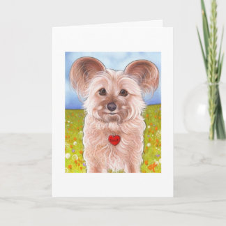 Fluffy puppy greeting card. card