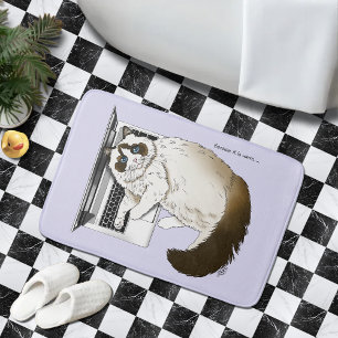 Fluffy Ragdoll Cat Lavender Laptop Funny Bath Mat