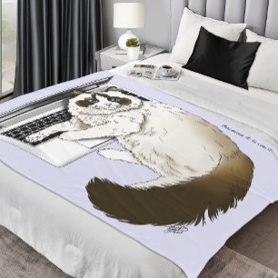 Fluffy Ragdoll Cat Lavender Laptop Funny  Fleece Blanket