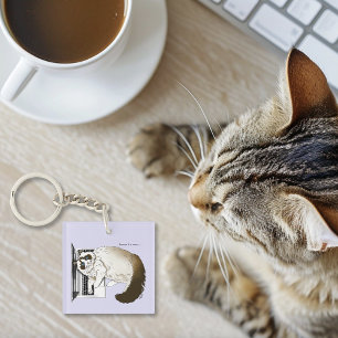 Fluffy Ragdoll Cat Lavender Laptop Funny  Key Ring