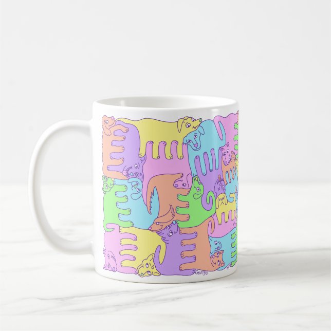 Fluffy Rainbow Dogs Coffee Mug (Left)