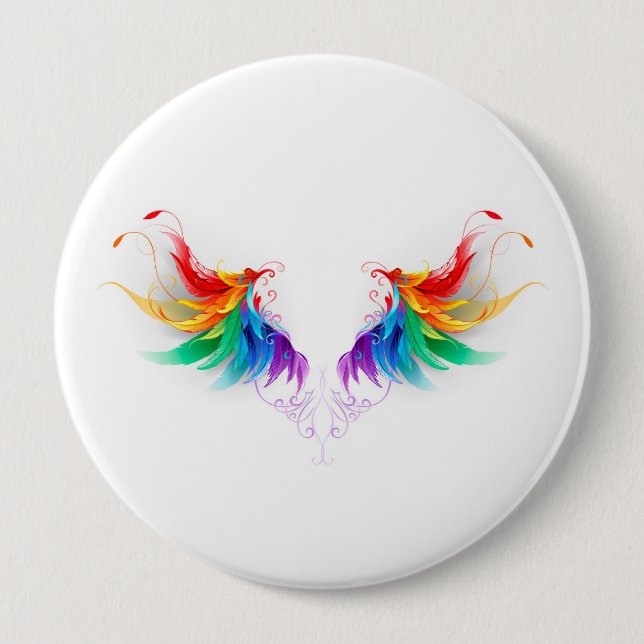 Fluffy Rainbow Wings 10 Cm Round Badge (Front)