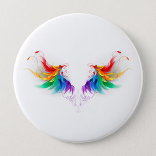 Fluffy Rainbow Wings 10 Cm Round Badge