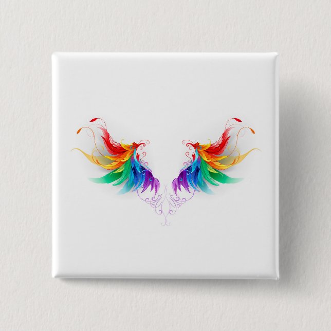 Fluffy Rainbow Wings 15 Cm Square Badge (Front)