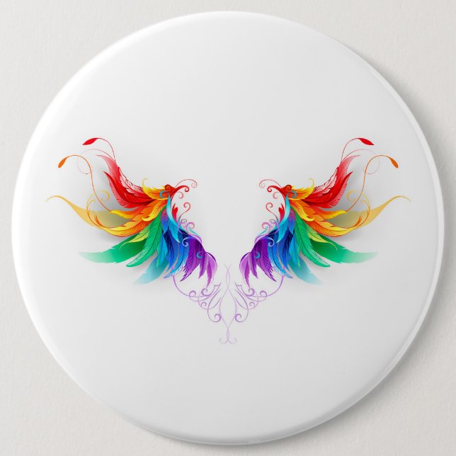 Fluffy Rainbow Wings 6 Cm Round Badge (Front)