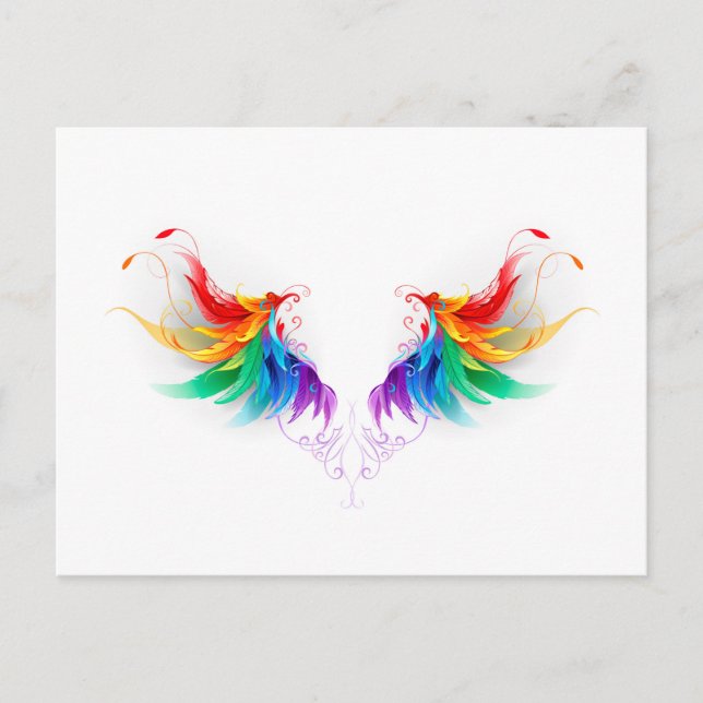 Fluffy Rainbow Wings Announcement Postcard (Front)