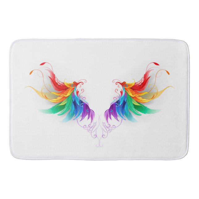 Fluffy Rainbow Wings Bath Mat (Front)
