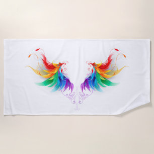 Fluffy Rainbow Wings Beach Towel