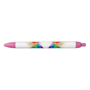 Fluffy Rainbow Wings Black Ink Pen