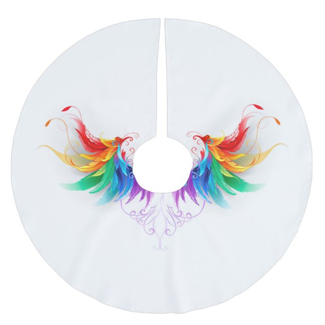 Fluffy Rainbow Wings Brushed Polyester Tree Skirt (Front)