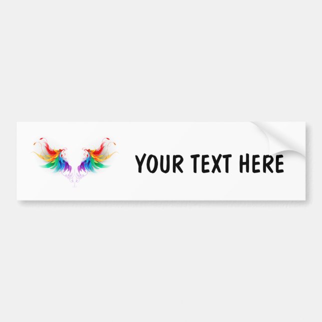Fluffy Rainbow Wings Bumper Sticker (Front)