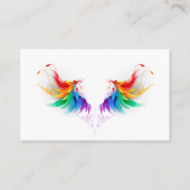Fluffy Rainbow Wings Business Card (Front)