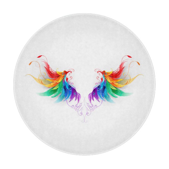 Fluffy Rainbow Wings Cutting Board (Front)