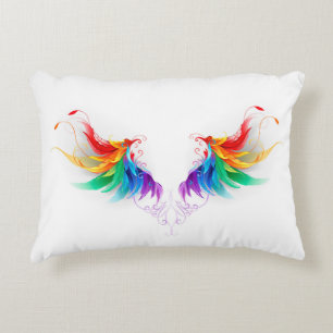 Fluffy Rainbow Wings Decorative Cushion