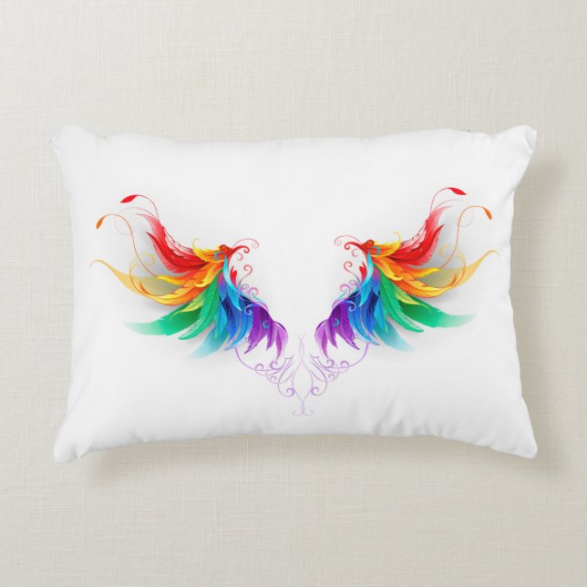 Fluffy Rainbow Wings Decorative Cushion (Front)