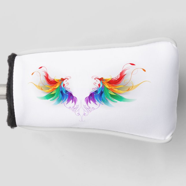 Fluffy Rainbow Wings Golf Head Cover (Front)