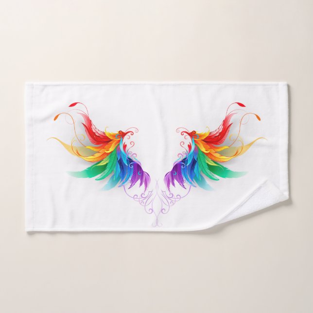 Fluffy Rainbow Wings Hand Towel (Hand Towel)