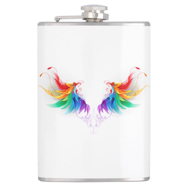Fluffy Rainbow Wings Hip Flask (Front)