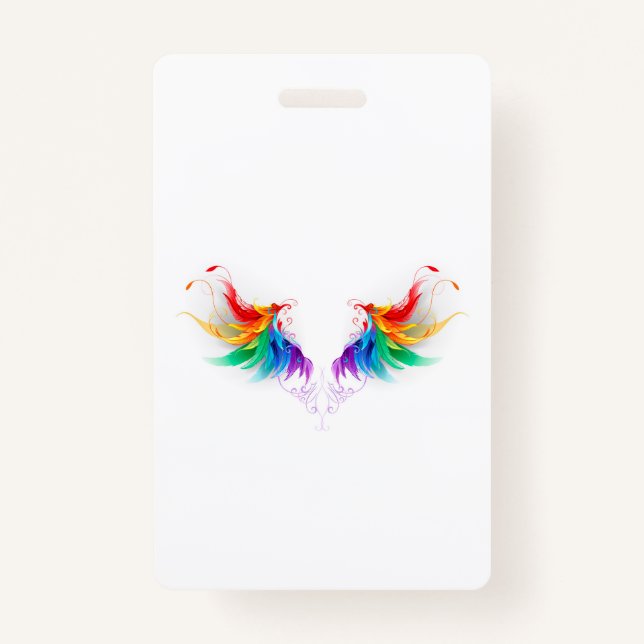 Fluffy Rainbow Wings ID Badge (Front)