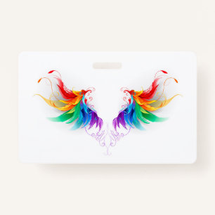 Fluffy Rainbow Wings ID Badge