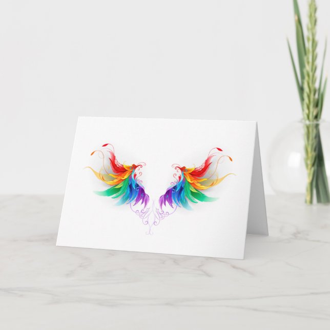 Fluffy Rainbow Wings Invitation (Front)