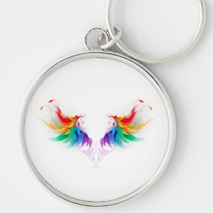 Fluffy Rainbow Wings Key Ring