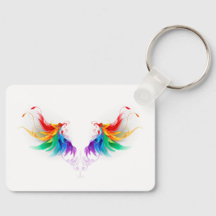 Fluffy Rainbow Wings Key Ring