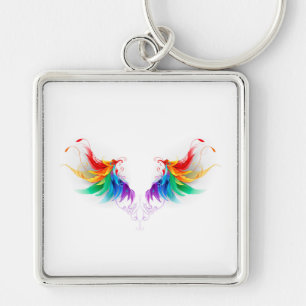 Fluffy Rainbow Wings Key Ring