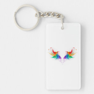 Fluffy Rainbow Wings Key Ring