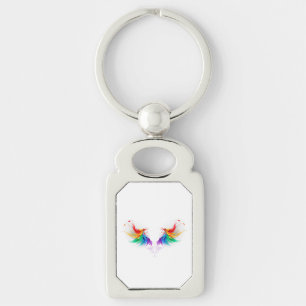 Fluffy Rainbow Wings Key Ring