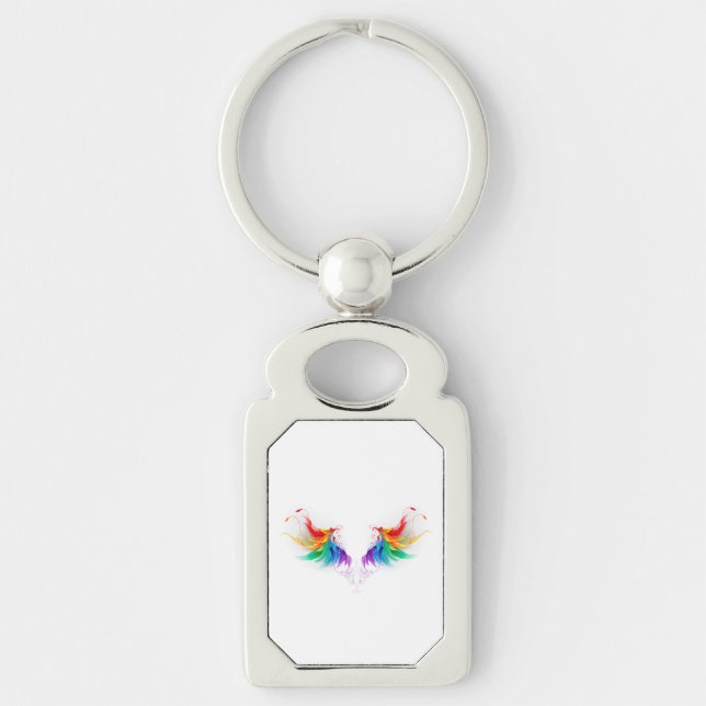 Fluffy Rainbow Wings Key Ring (Front)
