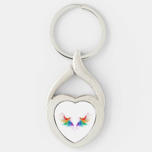 Fluffy Rainbow Wings Key Ring (Front)