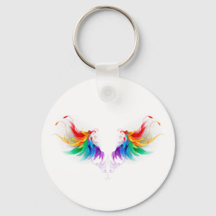 Fluffy Rainbow Wings Key Ring