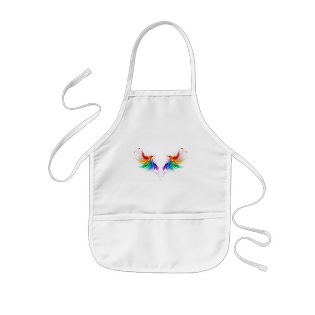 Fluffy Rainbow Wings Kids Apron (Front)