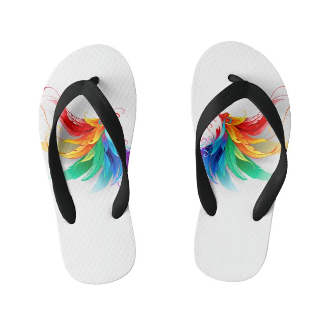 Fluffy Rainbow Wings Kid's Thongs (Footbed)