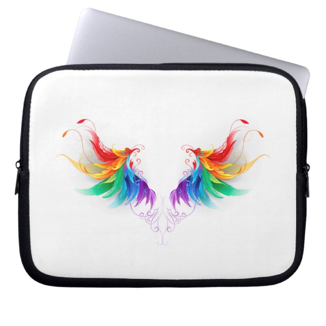 Fluffy Rainbow Wings Laptop Sleeve (Front)