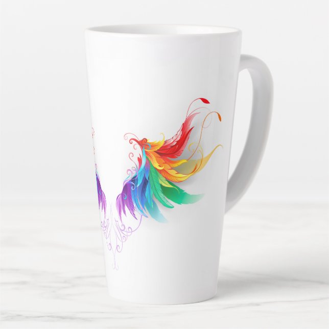 Fluffy Rainbow Wings Latte Mug (Right Angle)