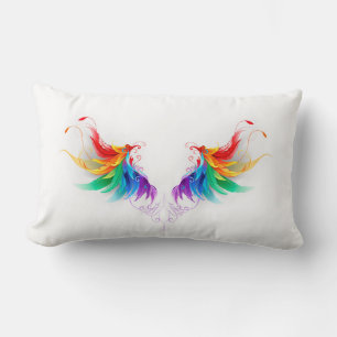 Fluffy Rainbow Wings Lumbar Cushion
