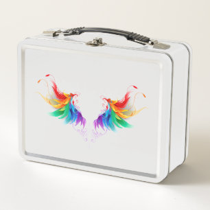 Fluffy Rainbow Wings Metal Lunch Box