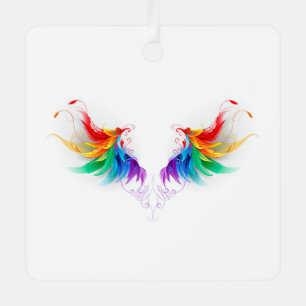 Fluffy Rainbow Wings Metal Tree Decoration