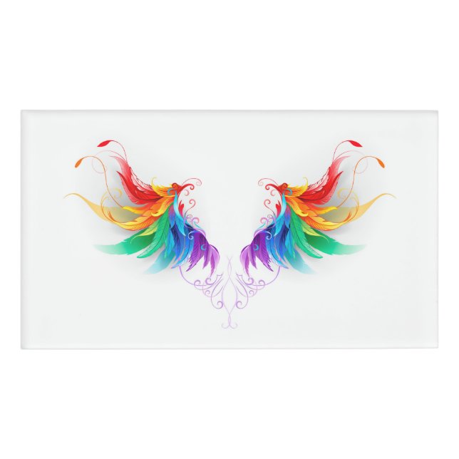 Fluffy Rainbow Wings Name Tag (Front)