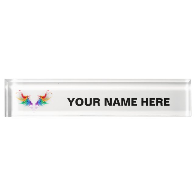 Fluffy Rainbow Wings Nameplate (Front)