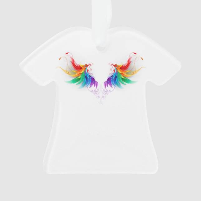 Fluffy Rainbow Wings Ornament (Front)