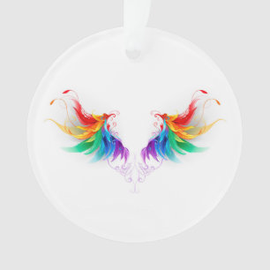 Fluffy Rainbow Wings Ornament